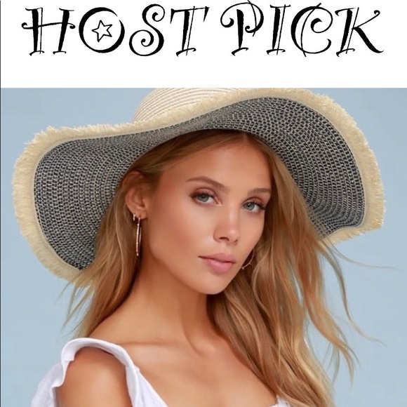 Lulus Accessories - LULU’S Palmetto Blue & Beige Floppy Sun Hat